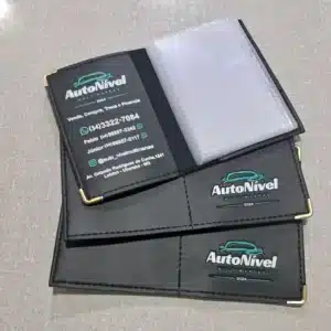 Porta Documentos de Couro Sintético - 100 unidades - R$ 1000,00
